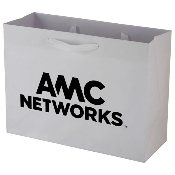 Uptown White - Twill Ribbon Handle Gift Bag - 16 x 6 x 12"