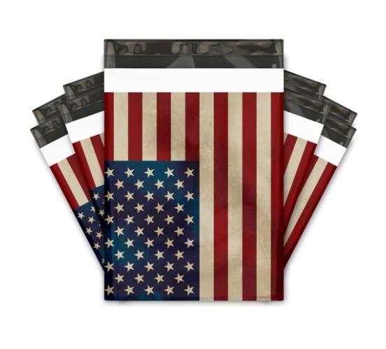 USA American Flag Patriotic Poly Mailers Size 10x13