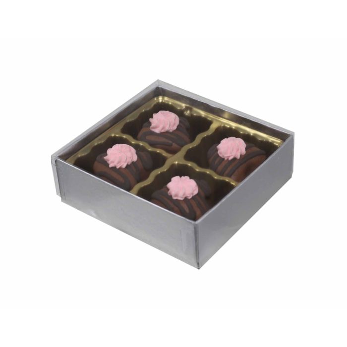 Silver Silk Clear Lid Rigid Candy Boxes