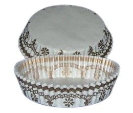 White/Gold Design - Baking Cup - 3 (Dia) x 3/4" (H)