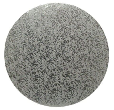 Rose Design Embossed Silver Foil - Round Cake Drum - 18" Round