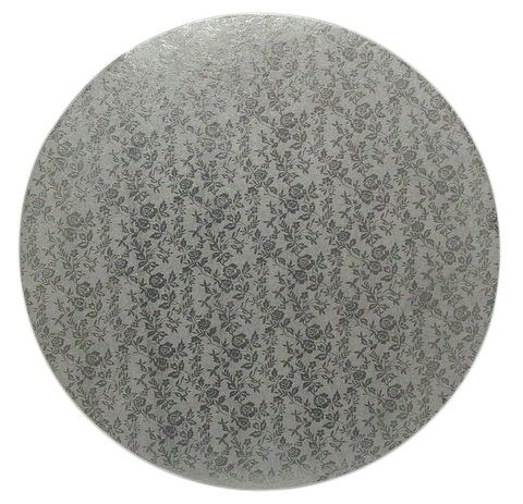 Rose Design Embossed Silver Foil - Round Cake Drum - 10" Round