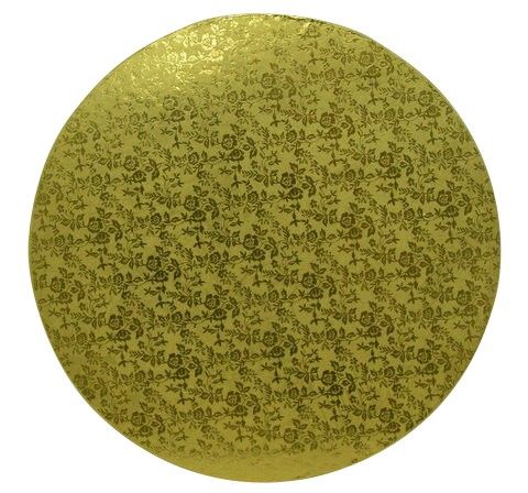 Rose Design Embossed Gold Foil - Round Cake Drum - 10" Round