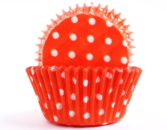 Polka Dot Orange - Baking Cup - 2" (Dia) x 1-1/4" (H)