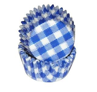 Gingham Blue - Baking Cup - 1-3/8 (Dia) x 3/4" (H)