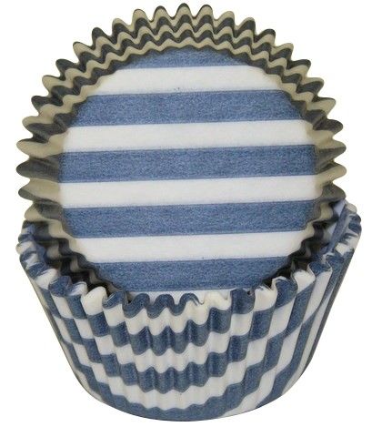 Steel Blue Stripe - Baking Cup - 2" (Dia) x 1-1/4" (H)