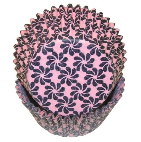 Pinwheel Pink W/Black - Baking Cup - 2" (Dia) x 1-1/4" (H)