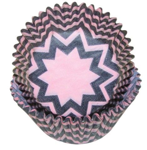 Chevron Black W/ Pink - Baking Cup - 2" (Dia) x 1-1/4" (H)