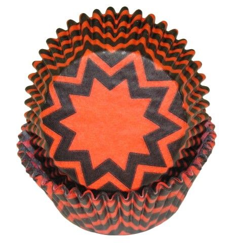 Chevron Black W/ Orange - Baking Cup - 2" (Dia) x 1-1/4" (H)
