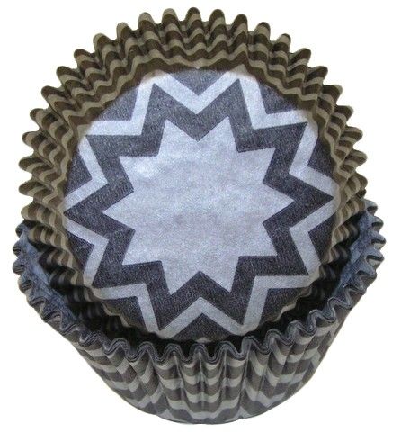 Chevron Black W/ Silver - Baking Cup - 2" (Dia) x 1-1/4" (H)