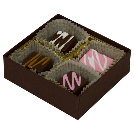 Cocoa - Clear Lid - Rigid Candy Box - Lid & Base - (1/8 lb) 3-1/2 x 3-1/4 x 1-1/8"