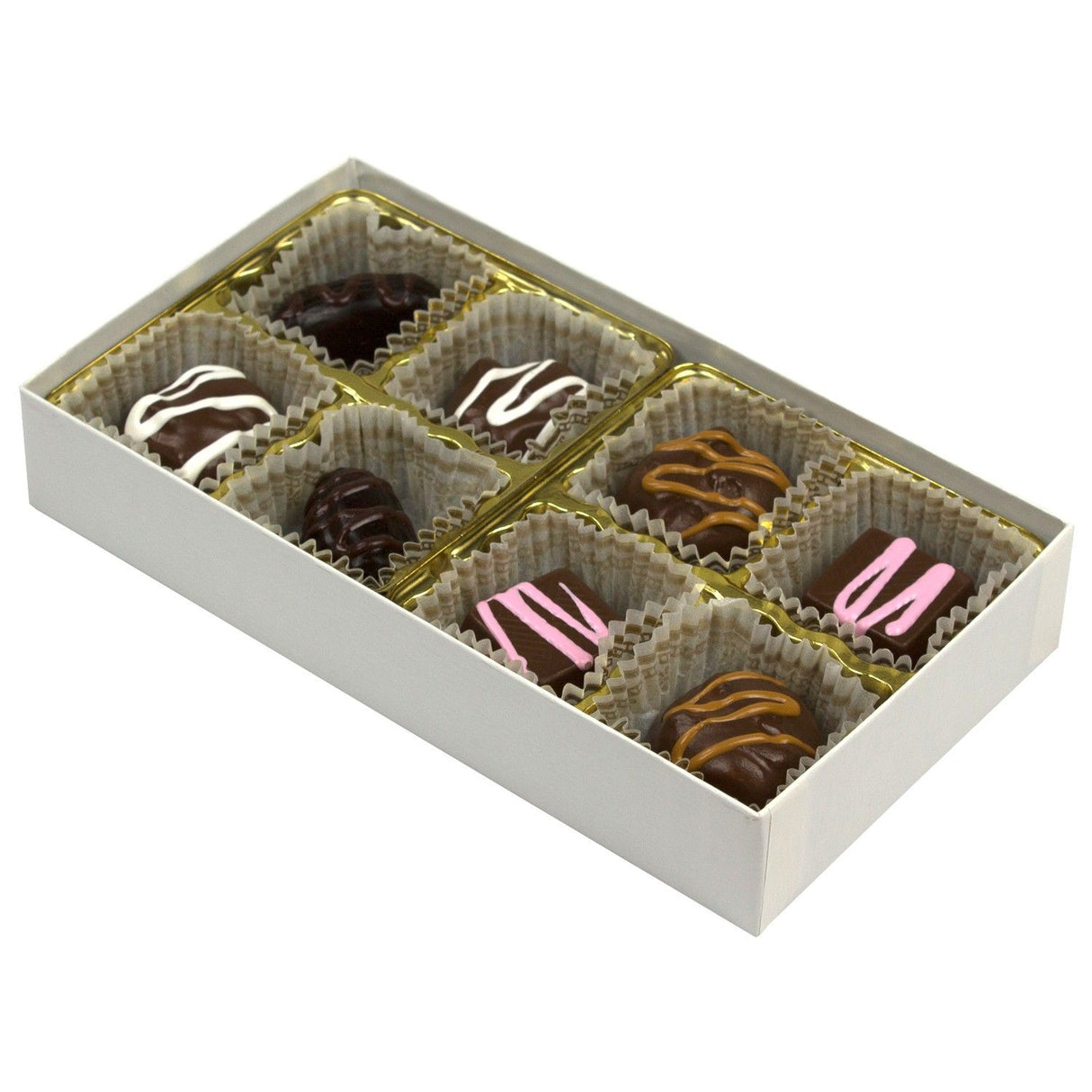 White Gloss - Clear Lid - Rigid Candy Box - Lid & Base - (1/4 lb) 6-1/2 x 3-1/2 x 1-1/8"