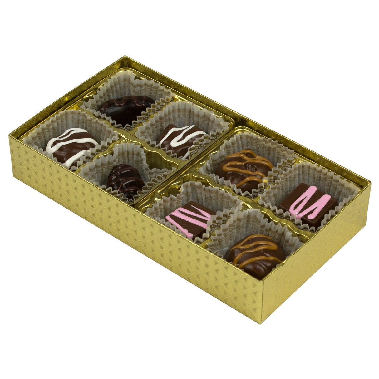 Gold Diamond - Clear Lid - Rigid Candy Box - Lid & Base - (1/4 lb) 6-1/2 x 3-1/2 x 1-1/8"