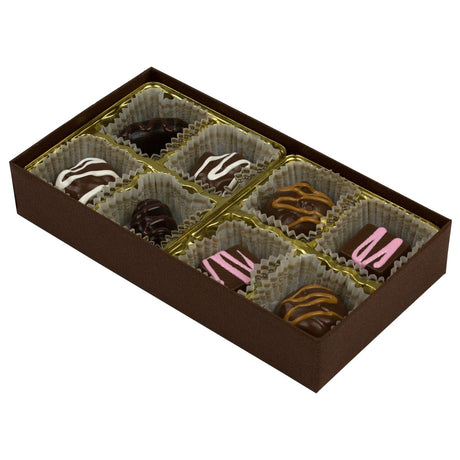 Cocoa - Clear Lid - Rigid Candy Box - Lid & Base - (1/4 lb) 6-1/2 x 3-1/2 x 1-1/8"