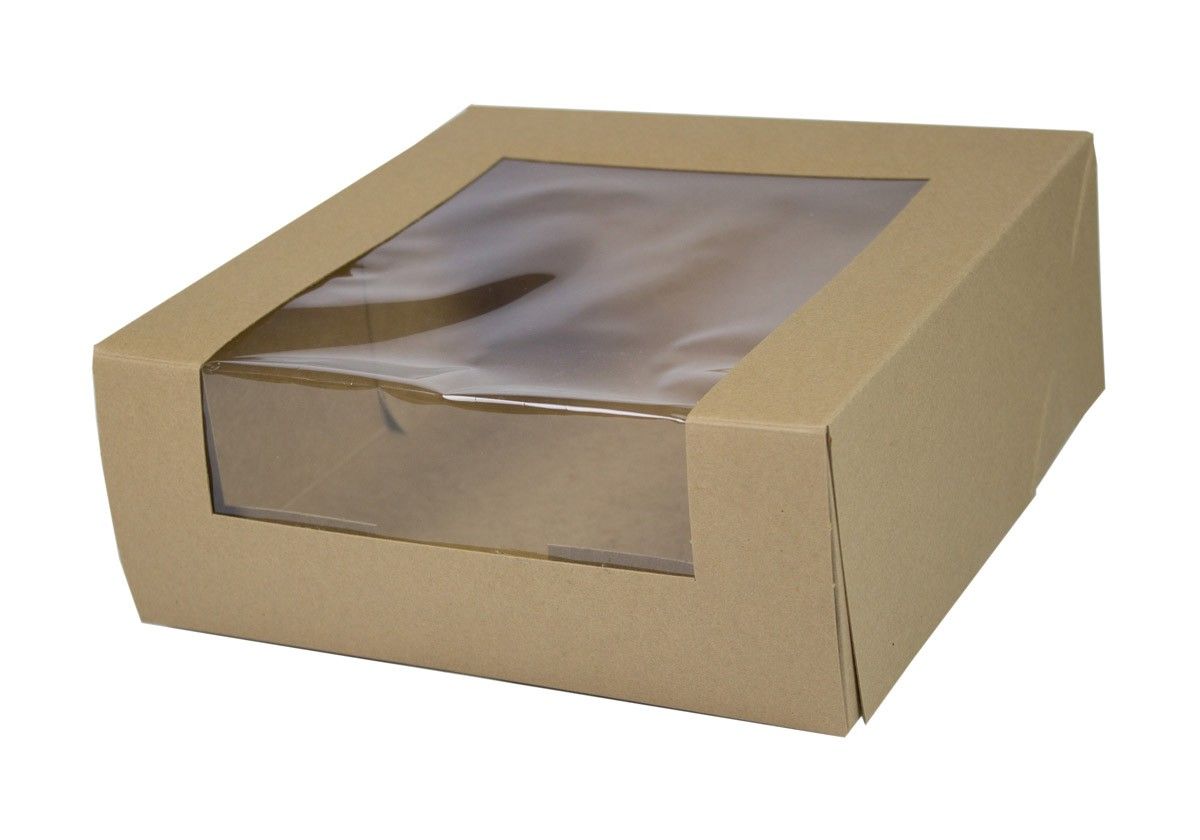 Kraft - View It Window Bakery Box - 8 x 8 x 3-1/2"
