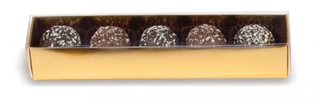Bright Gold/Clear Lid - Long Candy Box - (5 Pc.) 6-7/8 x 1-1/4 x 1-1/8"