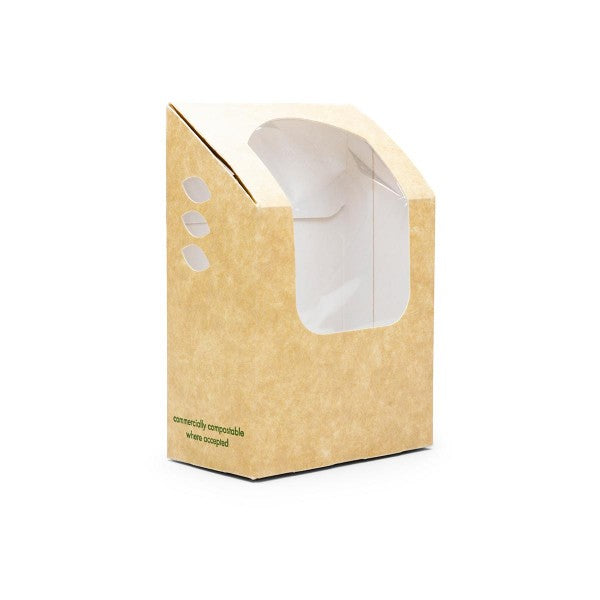 Vegware Kraft Tortilla Wrap Box with PLA Window, Compostable Food Carton (QTY 500), SKU VWWTT