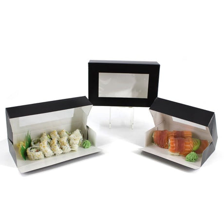 Gloss Black - Windowed Sushi Box - 8-1/2 x 5-1/4 x 2"