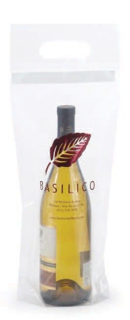 Frosted Clear - Plastic Wine Bag - Tamper Proof - 6-3/4 x 13-1/2 x 2-1/2"