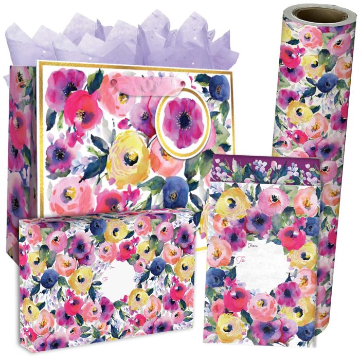 Watercolor Flowers Gift Bags, Wrapping Paper, & Mailers