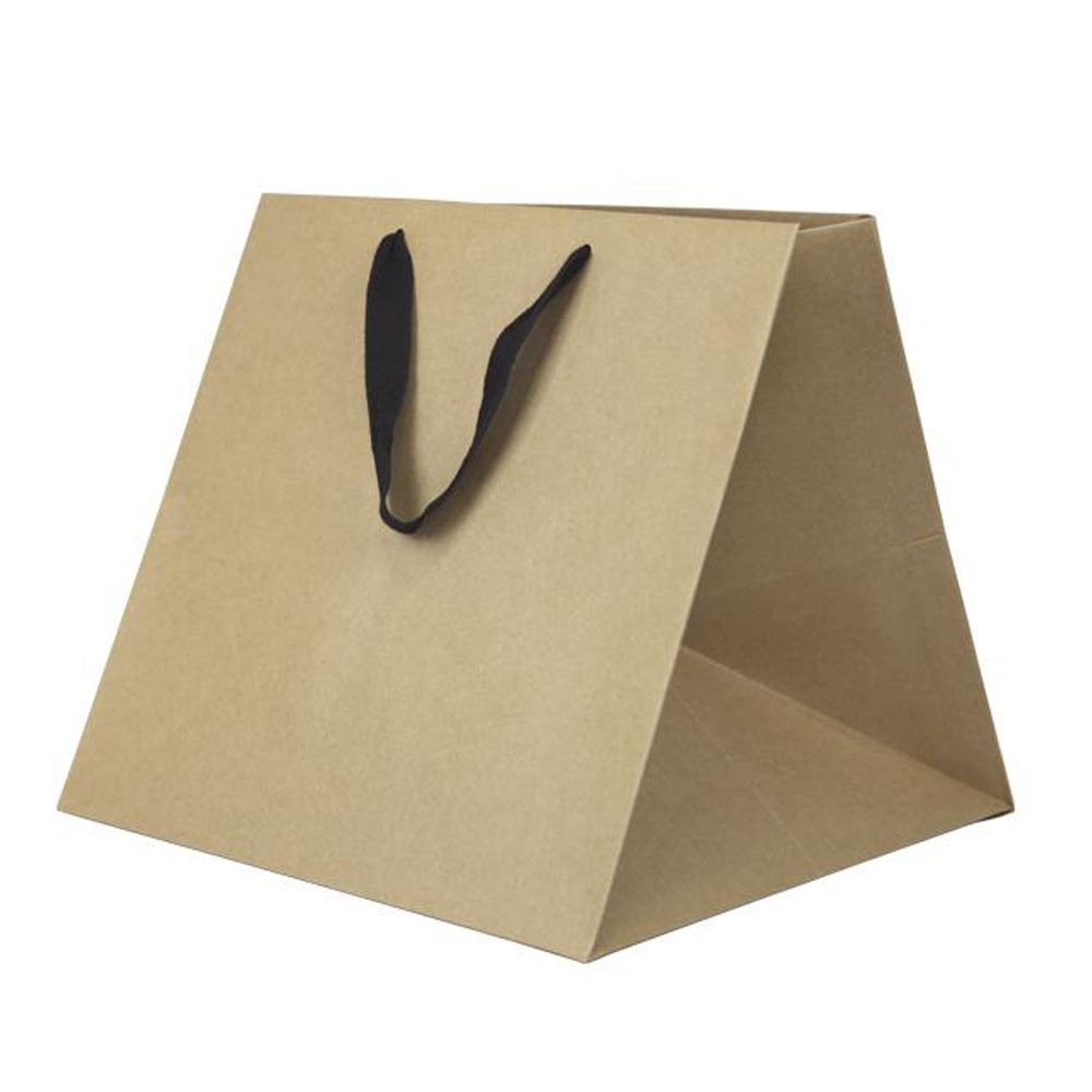 Chelsea Kraft / Black Handles - Twill Ribbon Handle Gift Bag - 12-1/2 x 12 x 12"