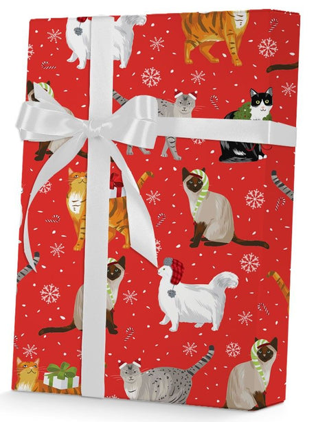 Christmas Cats - Gift Wrap - 1/2 Ream Gift Wrap Roll (30" x 417 Ft.)