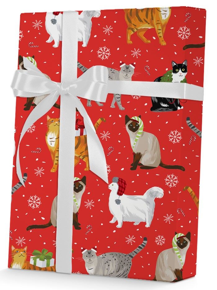 Christmas Cats - Gift Wrap - 1/4 Ream Gift Wrap Roll (24" x 208 ft.)