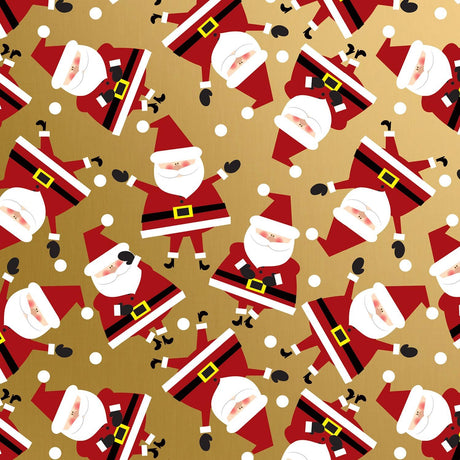 Dancing Santa Gold - Gift Wrap - Jumbo Roll (30" x 10 ft.)