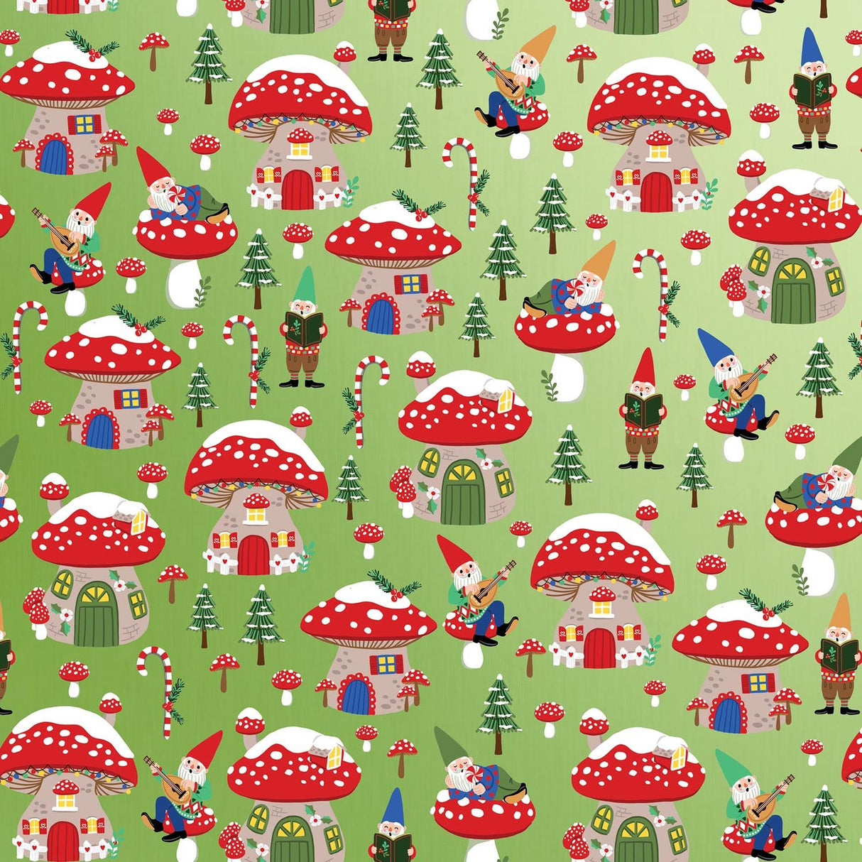 Holiday Gnomes - Gift Wrap - Jumbo Roll (30" x 10 ft.)