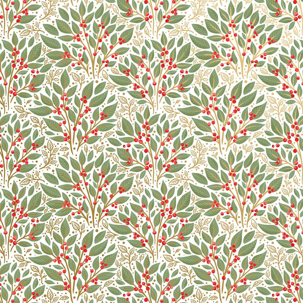 Holly Tapestry White - Gift Wrap - Jumbo Roll (30" x 10 ft.)