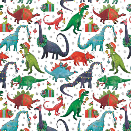 Decked Out Dinosaur - Gift Wrap - Jumbo Roll (30" x 10 ft.)