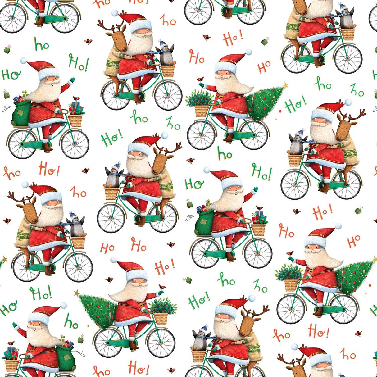 Santa Bicycle - Gift Wrap - Jumbo Roll (30" x 10 ft.)