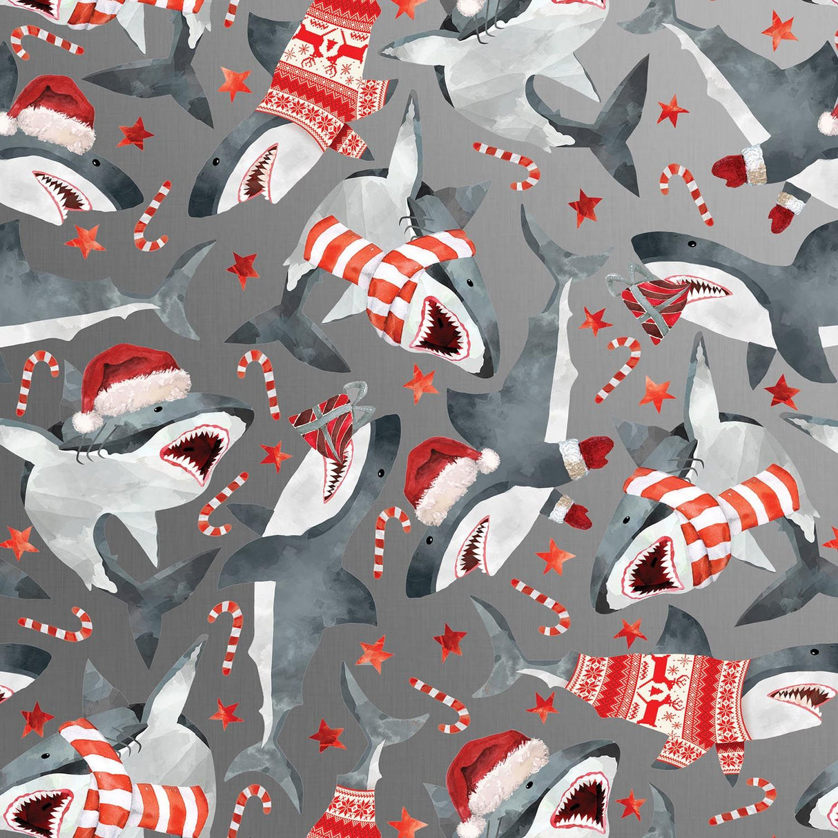 Christmas Shark - Gift Wrap - Jumbo Roll (30" x 10 ft.)