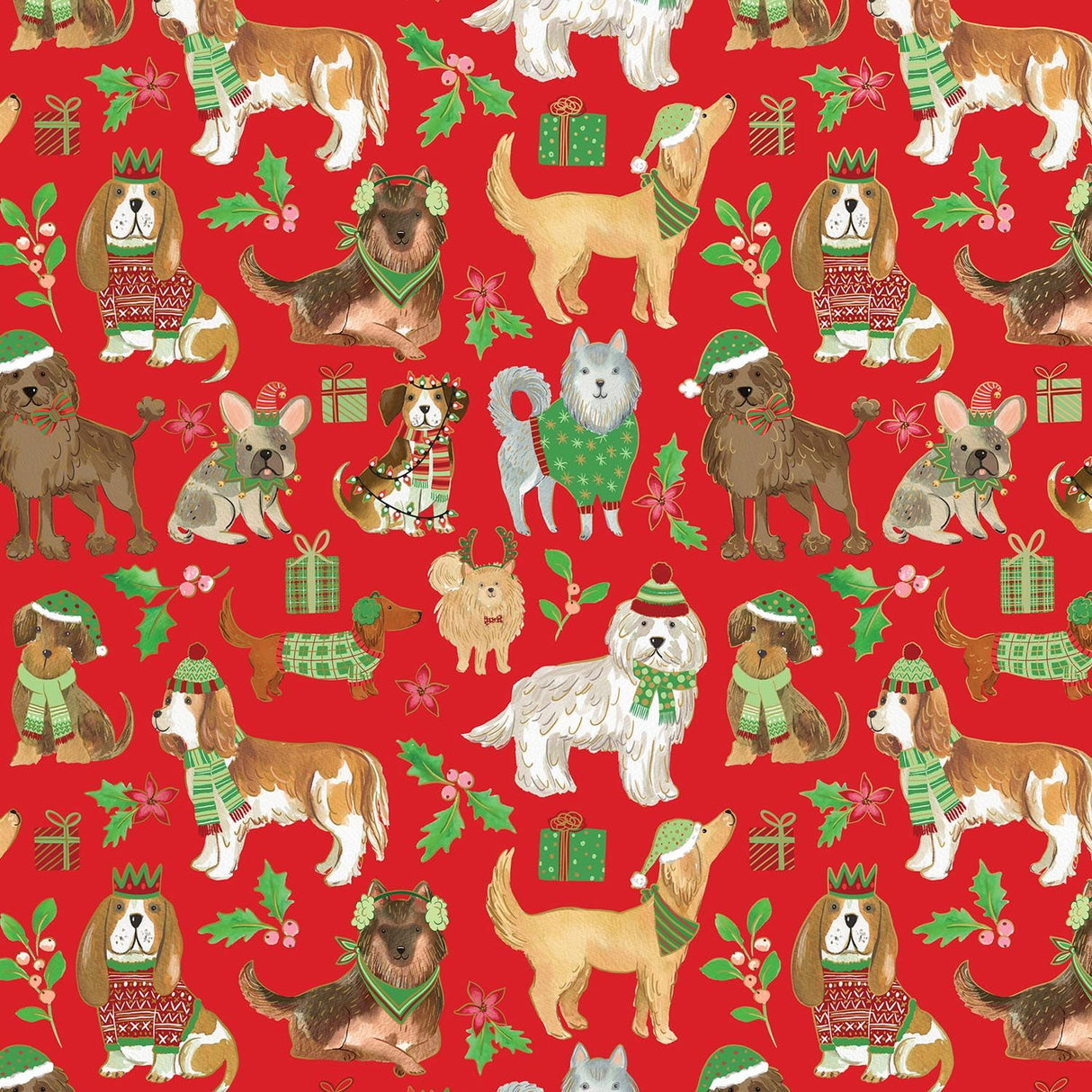 Canine Christmas - Gift Wrap - Jumbo Roll (30" x 10 ft.)