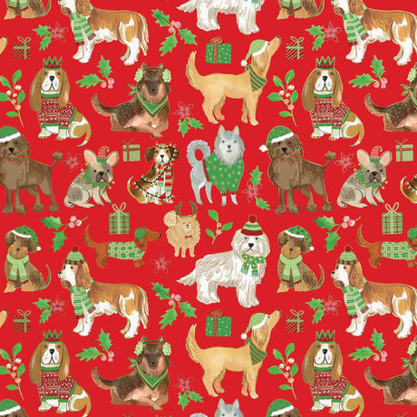 Canine Christmas - Gift Wrap - Jumbo Roll (30" x 10 ft.)