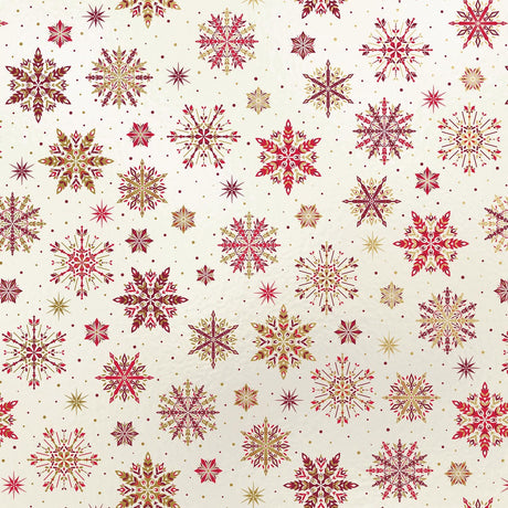 Fancy Flakes Red Gold - Gift Wrap - Jumbo Roll (30" x 10 ft.)