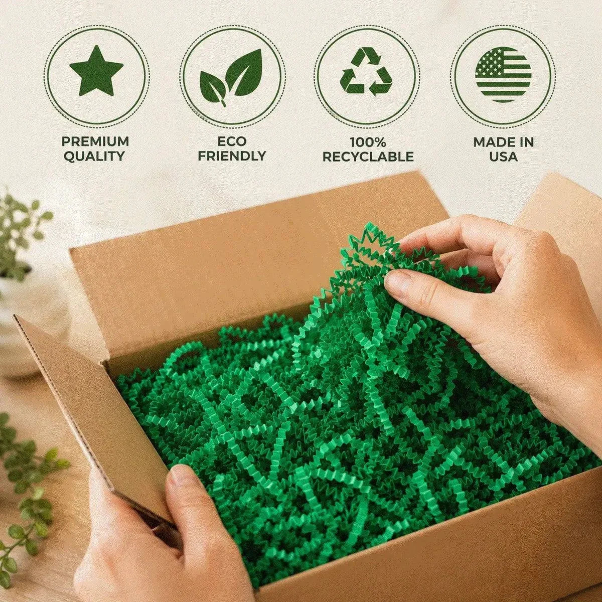 10 LB Green Crinkle Paper Shred