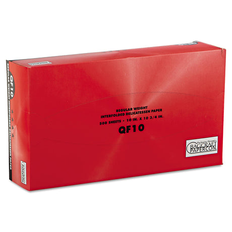 Bagcraft QF10 Interfolded Dry Wax Deli Paper, 10 x 10.25, White, 500/Box, 12 Boxes/Carton