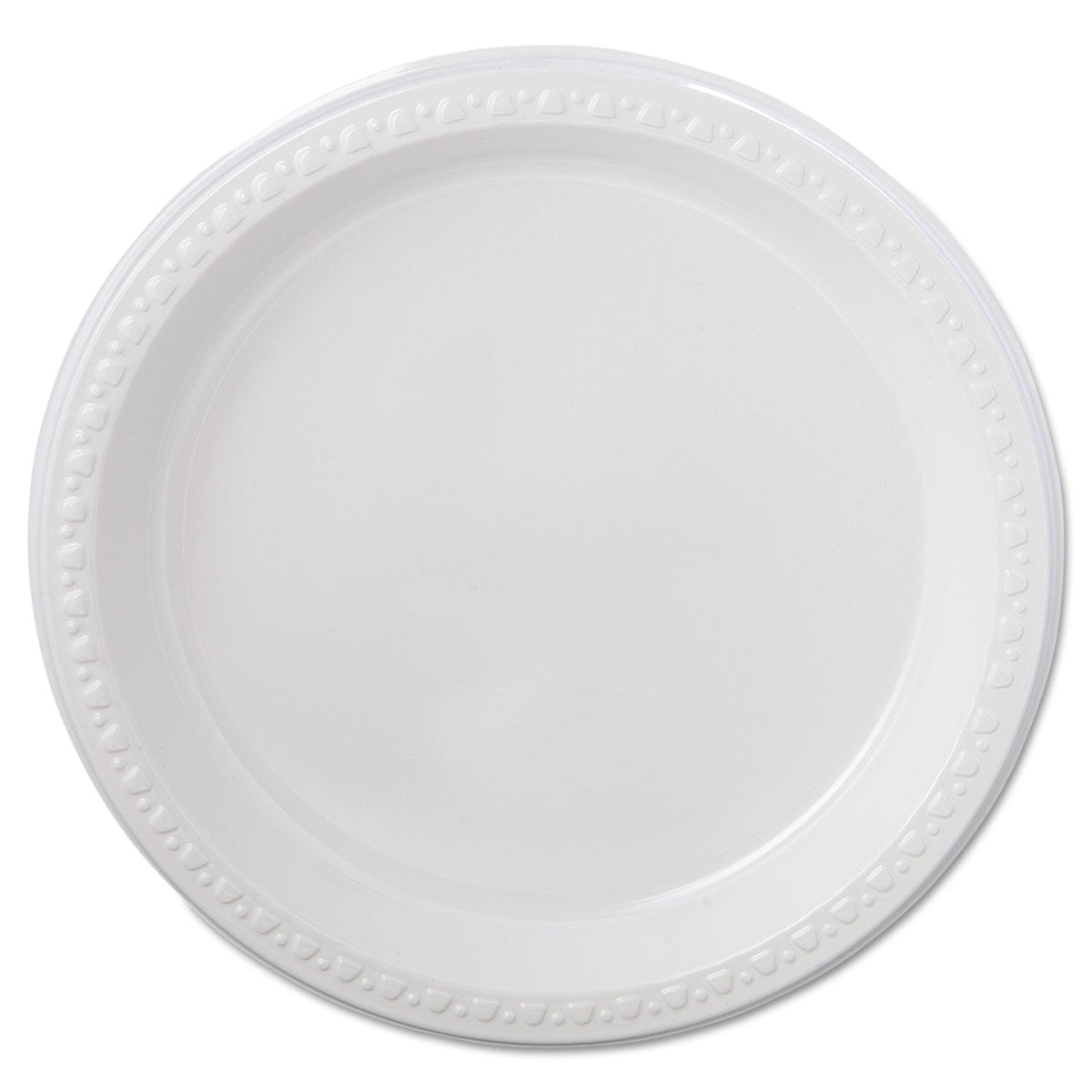 Chinet Heavyweight Plastic Plates, 9" dia, White, 125/Pack, 4 Packs/Carton