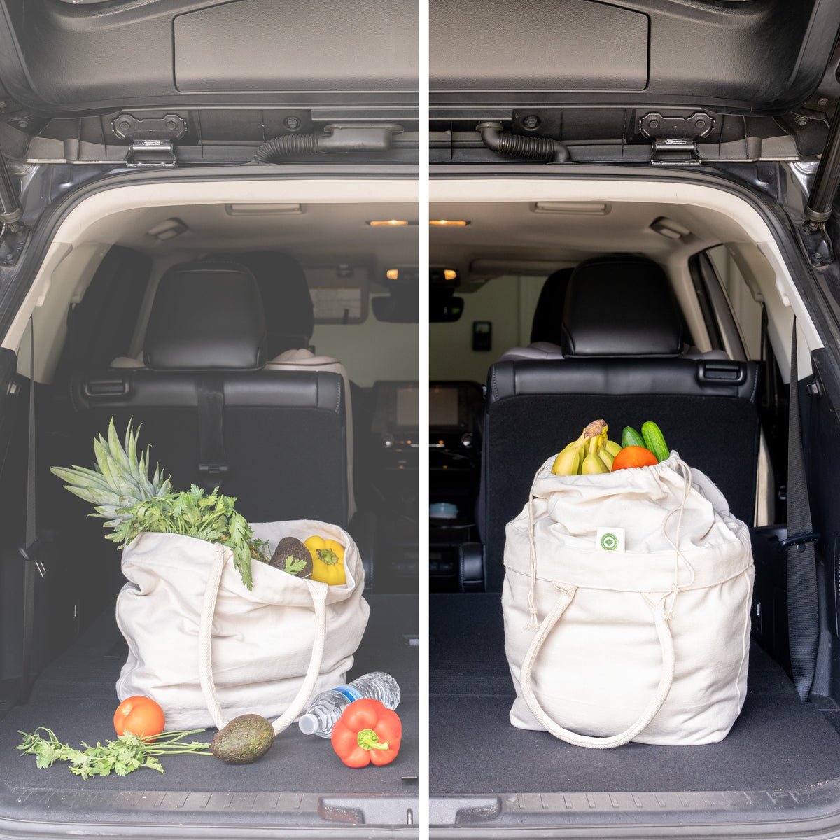 Canvas Grocery Tote with Drawstring