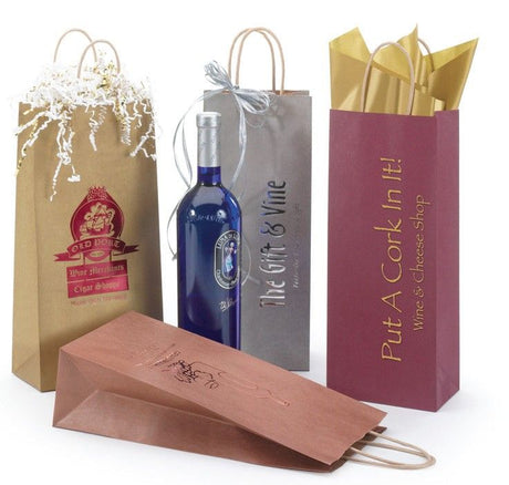 Gloss White - Plastic Wine Bag - 5-1/4 x 3-1/2 x 13" (Single Bottle)