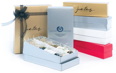 Gloss White - Folding 2 Piece Wine Bottle Box - (Double Bottle) 13 x 7 x 3-1/2"
