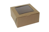 Kraft Corner Lock - Window Bakery Box - 10 x 10 x 5" - Case/150