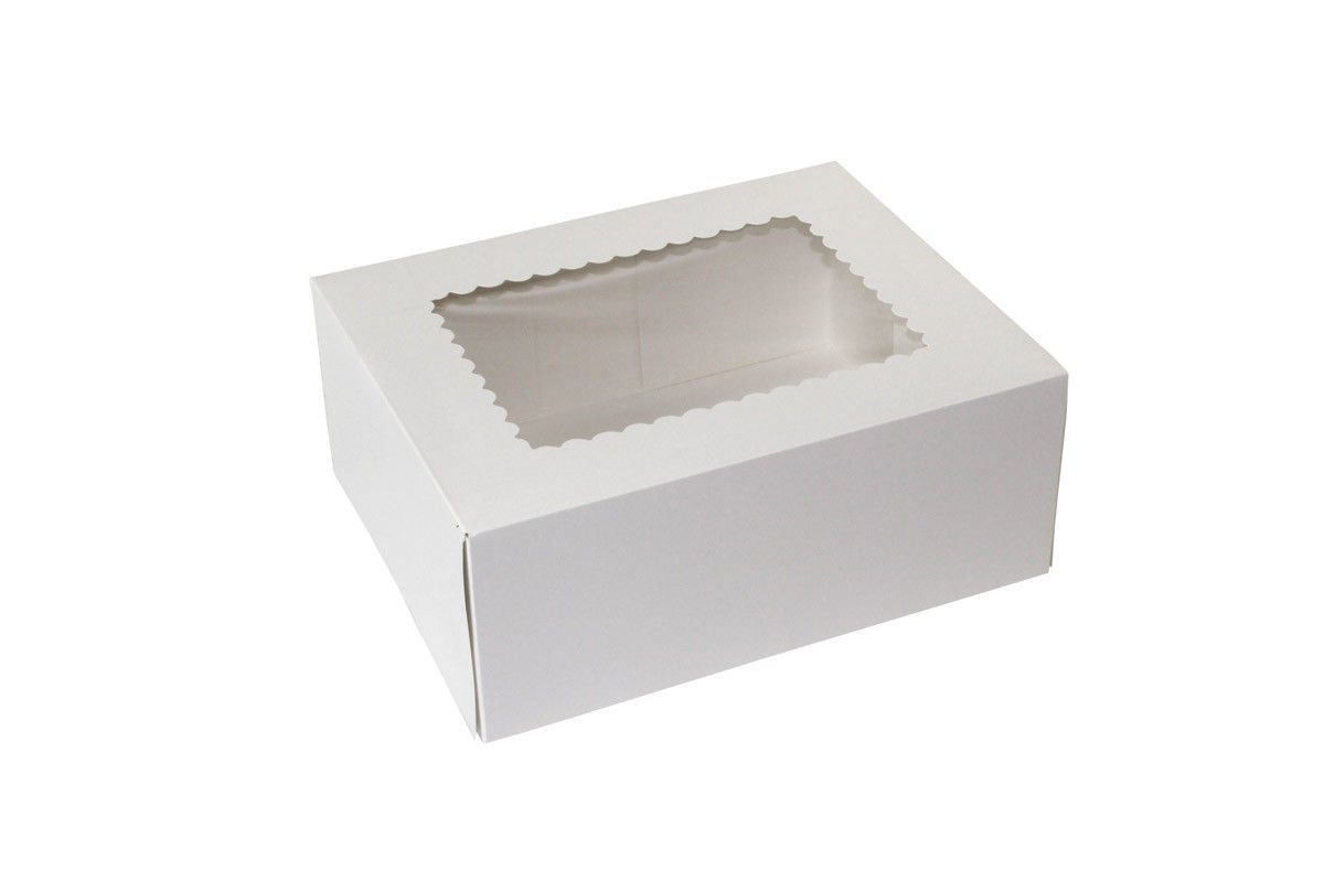 White 4 Corner - Window Bakery Box - 10 x 8 x 4"