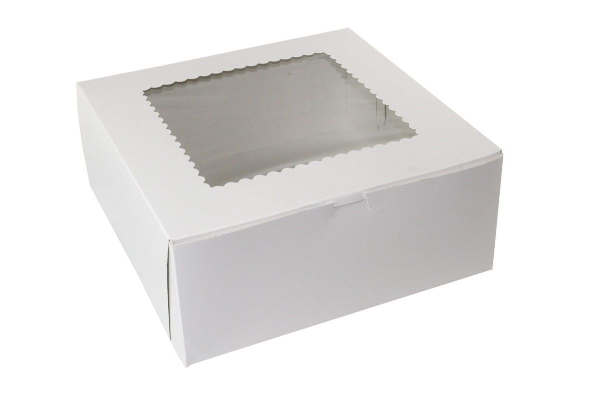 White Corner Lock - Window Bakery Box - 12 x 12 x 5"
