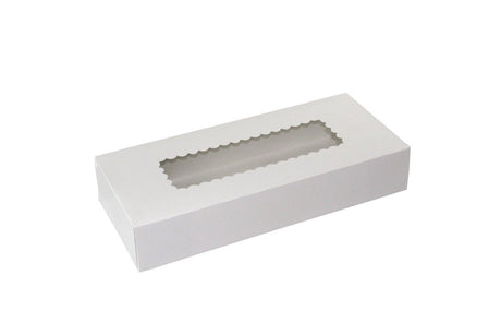 White 4 Corner - Window Bakery Box - 12-1/2 x 5-1/2 x 2-1/4"