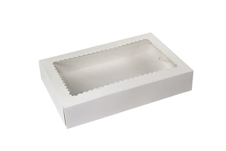 White 4 Corner - Window Bakery Box - 13 x 8-3/8 x 2-1/4"