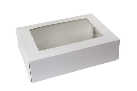 White 4 Corner - Window Bakery Box - 14 x 10 x 4"