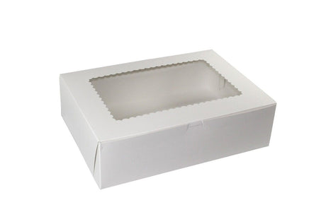 White Corner Lock - Window Bakery Box - 14 x 10 x 4"