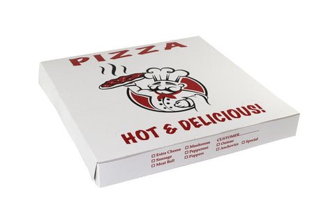 Hot & Delicious Print - 1 Pc. Lock Corner Pizza Box - 16 x 16 x 2"